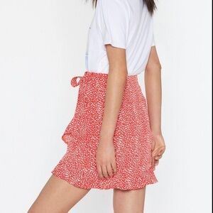NASTY GAL Printed Wrap Mini Skirt